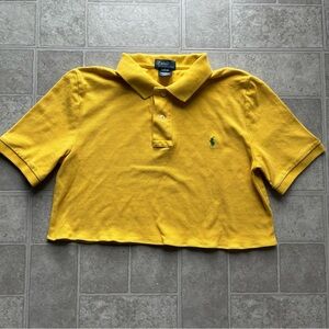 Reworked Yellow Polo Ralph Lauren cropped polo shirt fits women’s small